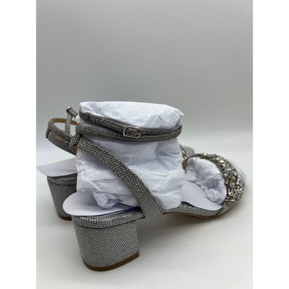 Badgley Mischka Women's Jada Ankle Wrap Block Heel Silver MP5316 Size 8 NIB - Picture 15 of 16